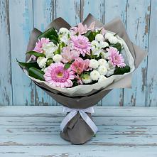 Букет цветов из:  Герберы, Альстромерии и Хризантемы #REPLACE_PRED# Нижнедевицком
