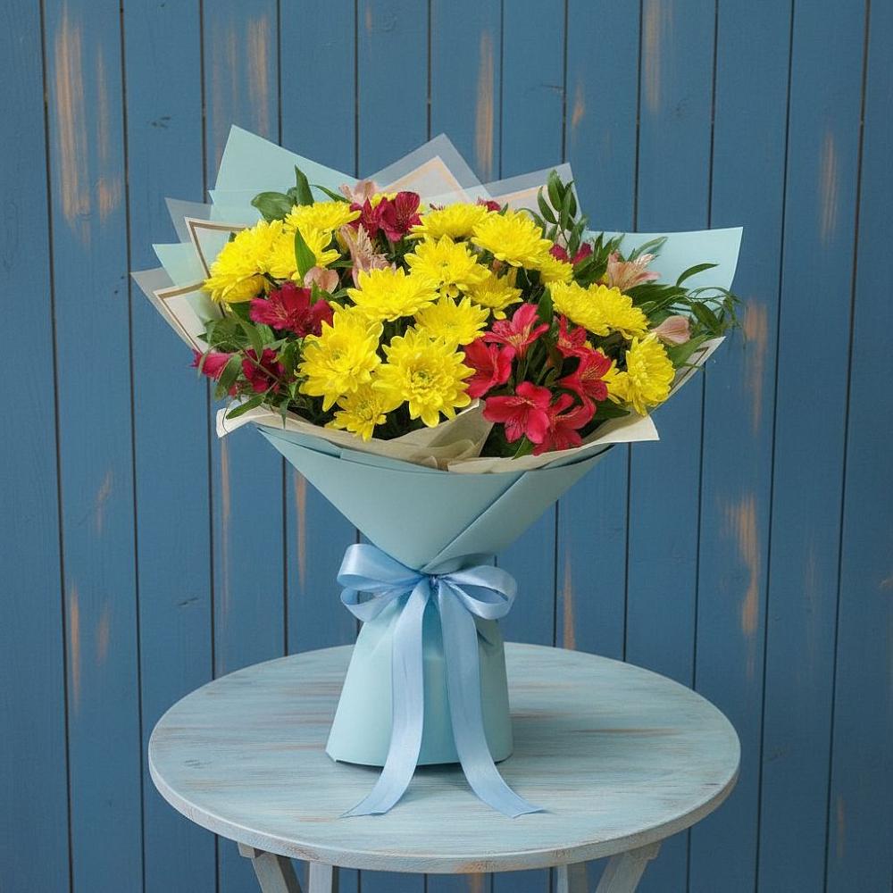 Букет цветов из: Альстромерии и Хризантемы в Нижнедевицком