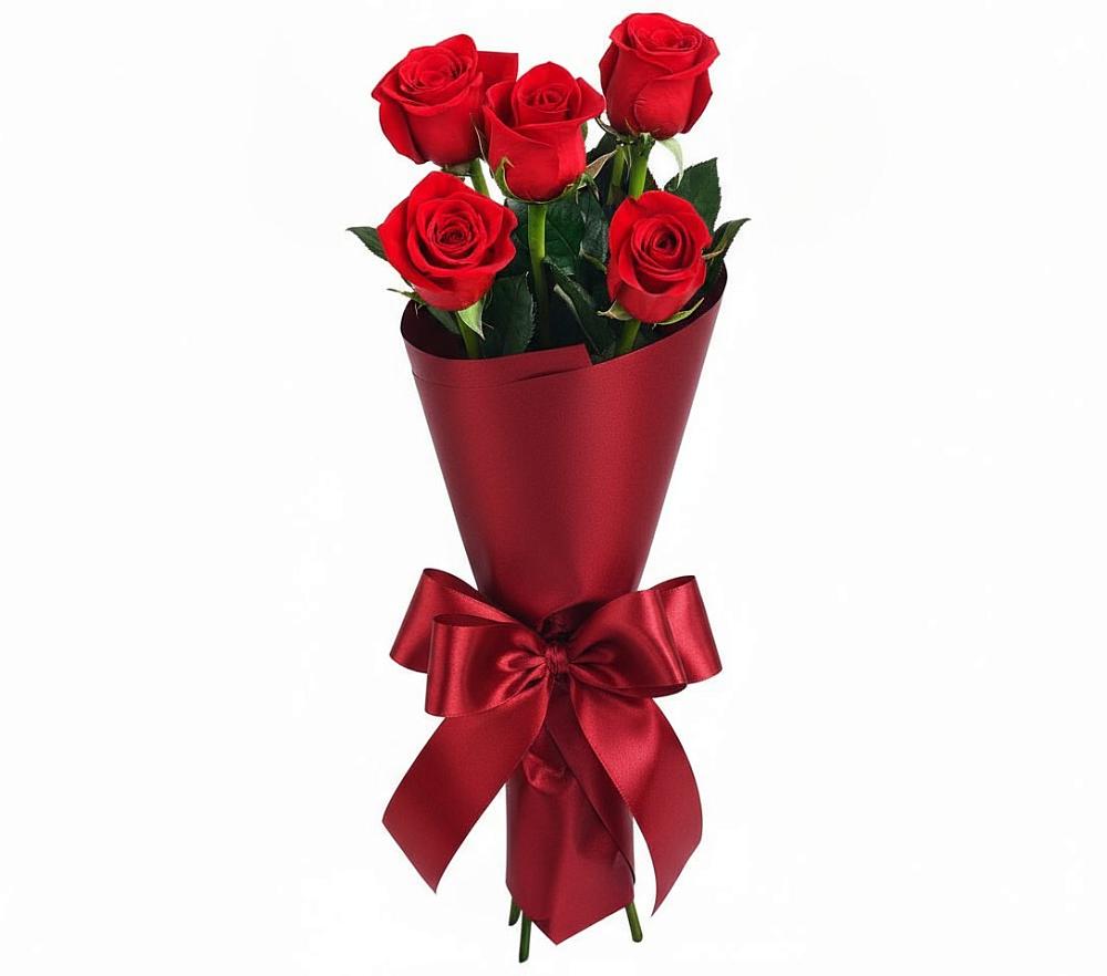 Букет 5 Красных роз Эдлесс Лав в Нижнедевицком