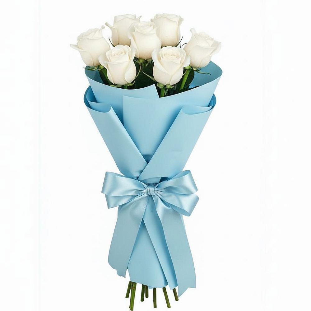 Букет 7 белых роз Проуд в Нижнедевицком