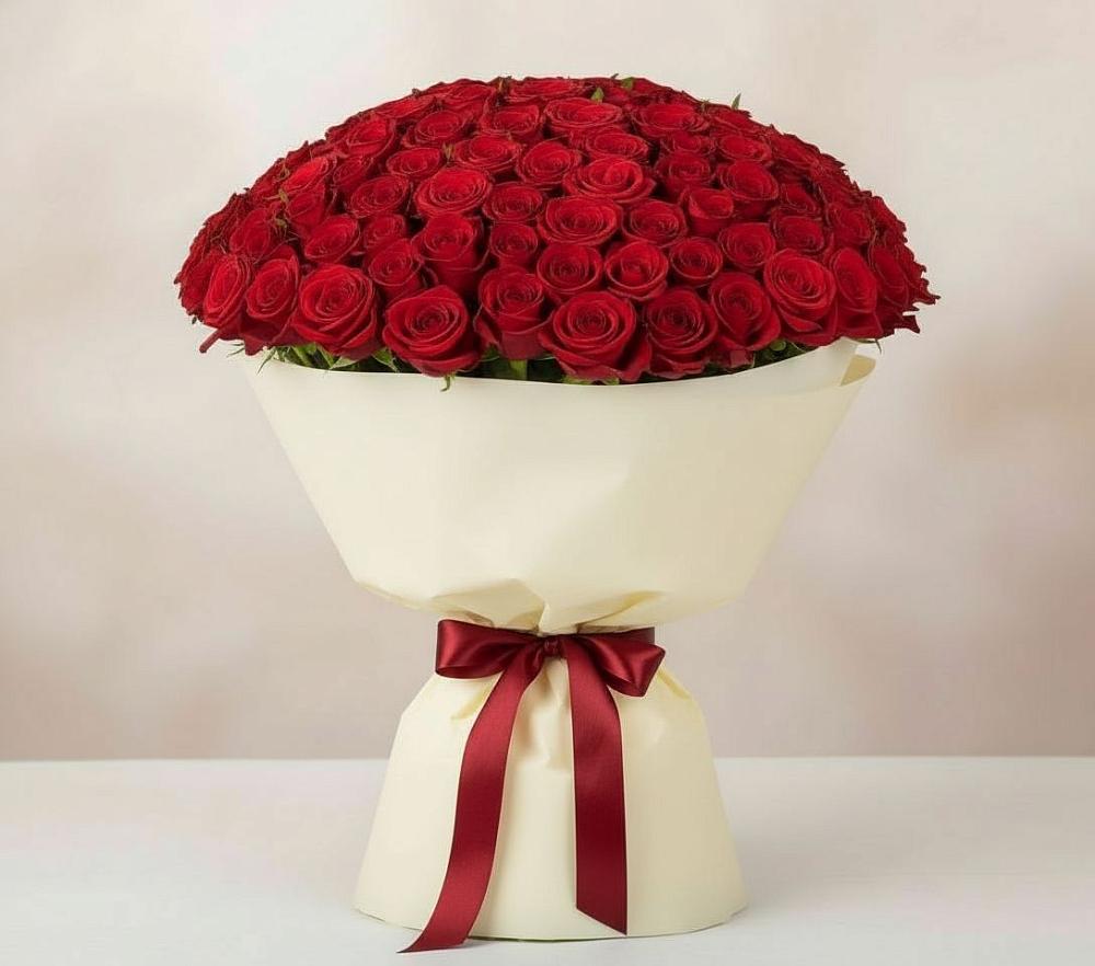Букет 101 Красная роза Милано в Нижнедевицком