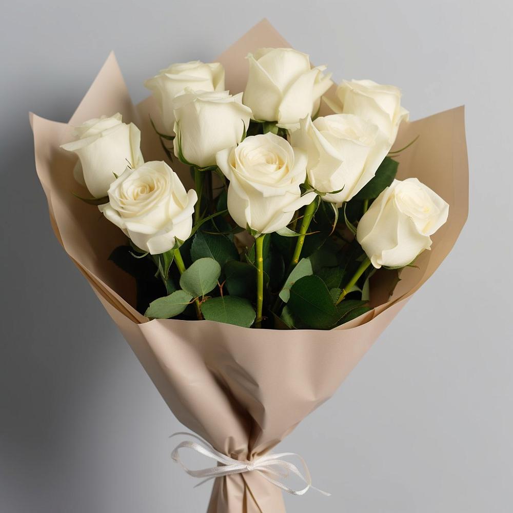 Букет 9 Белых роз Эдлесс Лав в Нижнедевицком