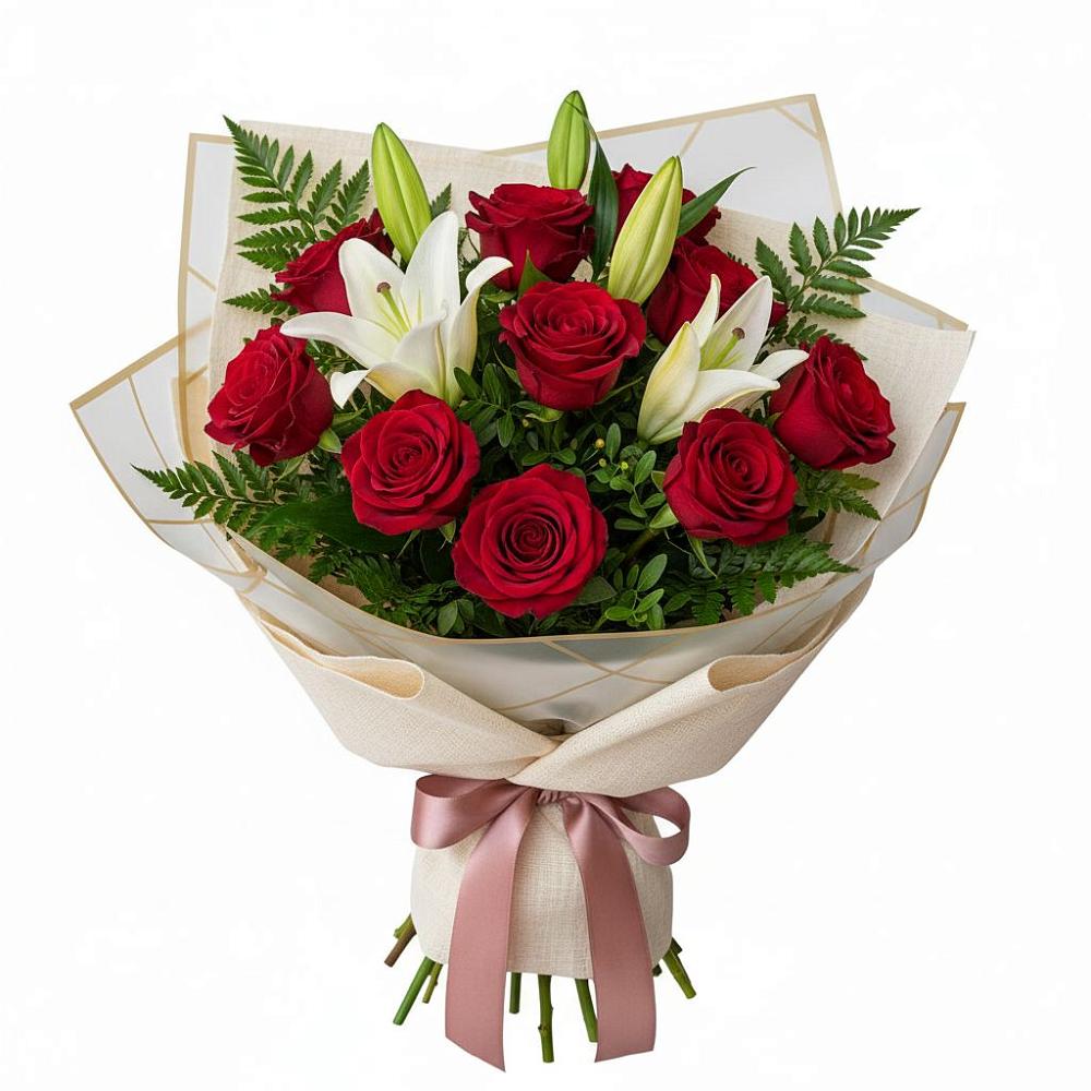 Букет цветов из: Лилии и Розы в Нижнедевицком