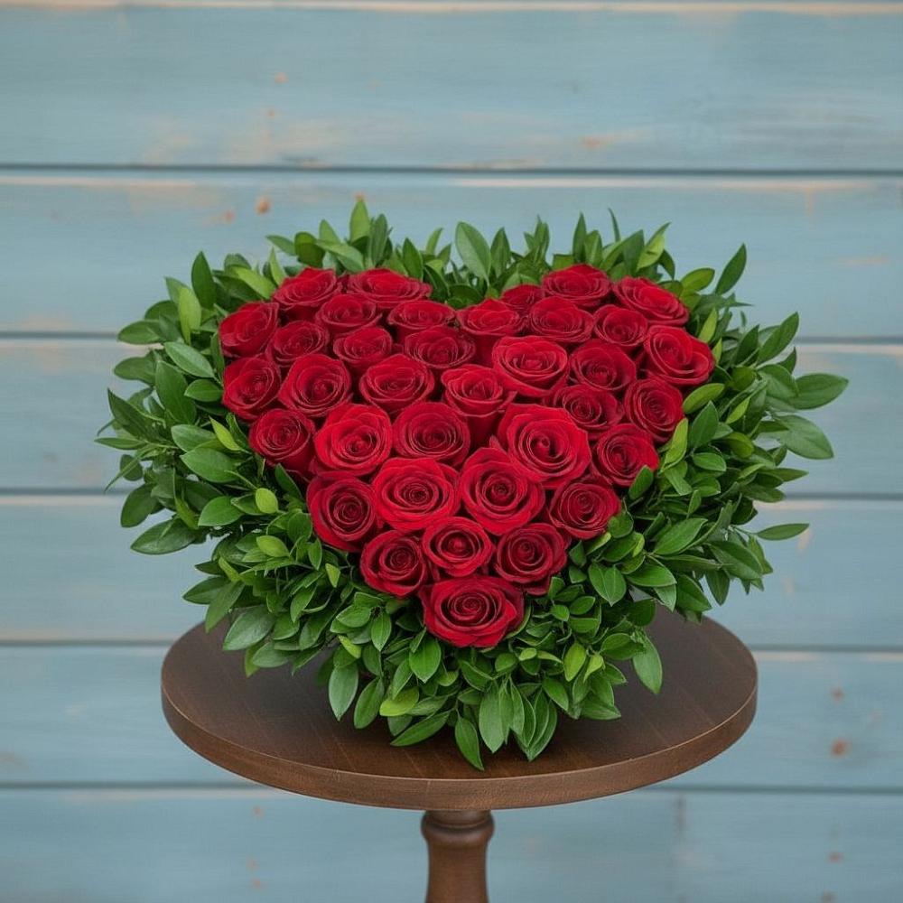 Цветочная композиция из Розы в виде сердца в Нижнедевицком