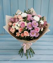 Букет цветов из:  Хризантемы, Розы и Альстромерии в Нижнедевицком